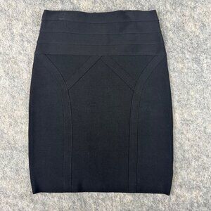 Bebe Bandage Pencil Skirt Black Size Small Textured Stretch